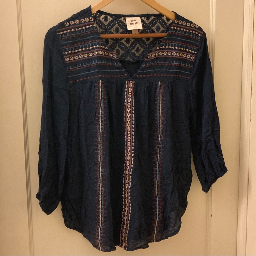 Knox Rose bohemian embroidered top.